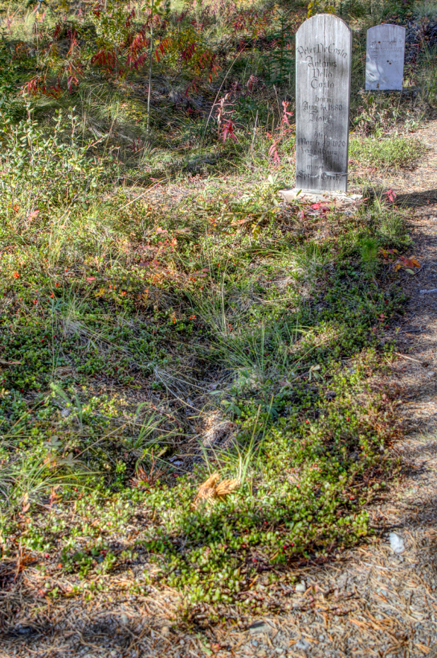 Grave of Peter De Costa in the Atlin Pioneer Cemetery, BC