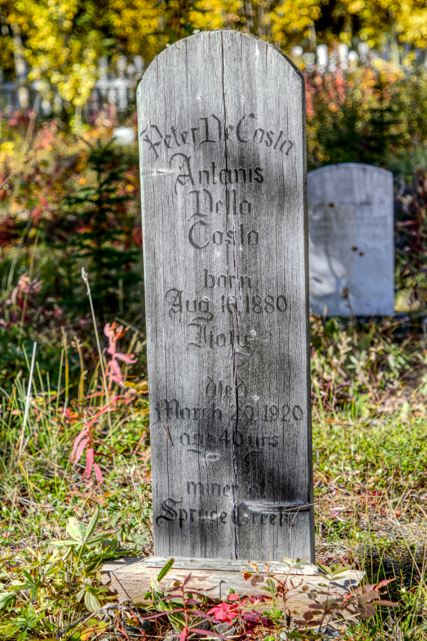Grave of Peter De Costa in the Atlin Pioneer Cemetery, BC