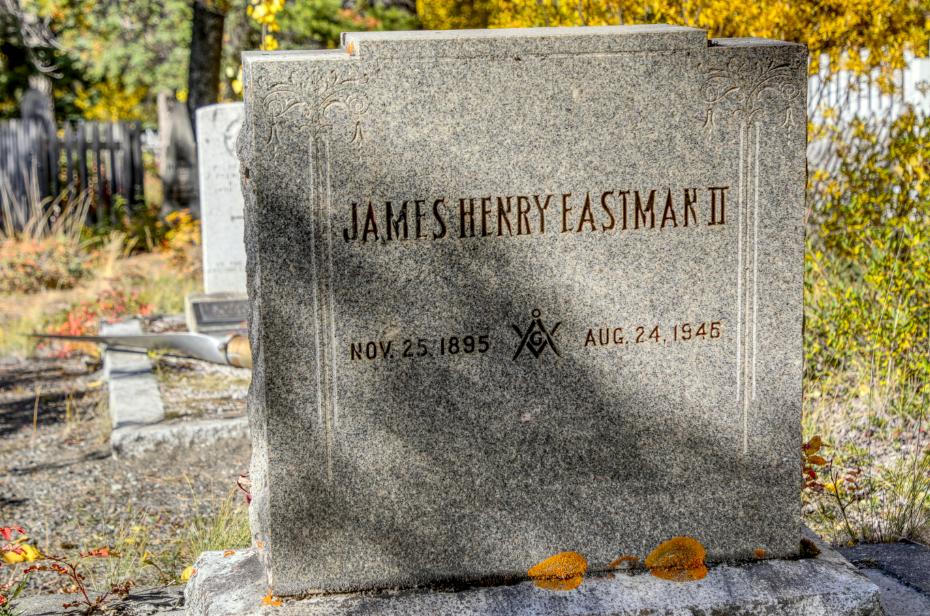 Grave of James Henry Eastman II in the Atlin Pioneer Cemetery, BC