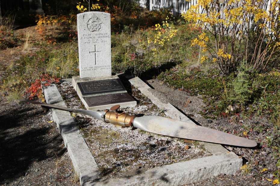 Grave of Pilot Officer J. Francis Henning in the Atlin Pioneer Cemetery, BC