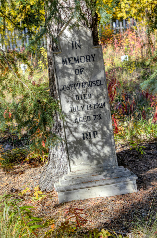 Grave of Joseph Housel in the Atlin Pioneer Cemetery, BC