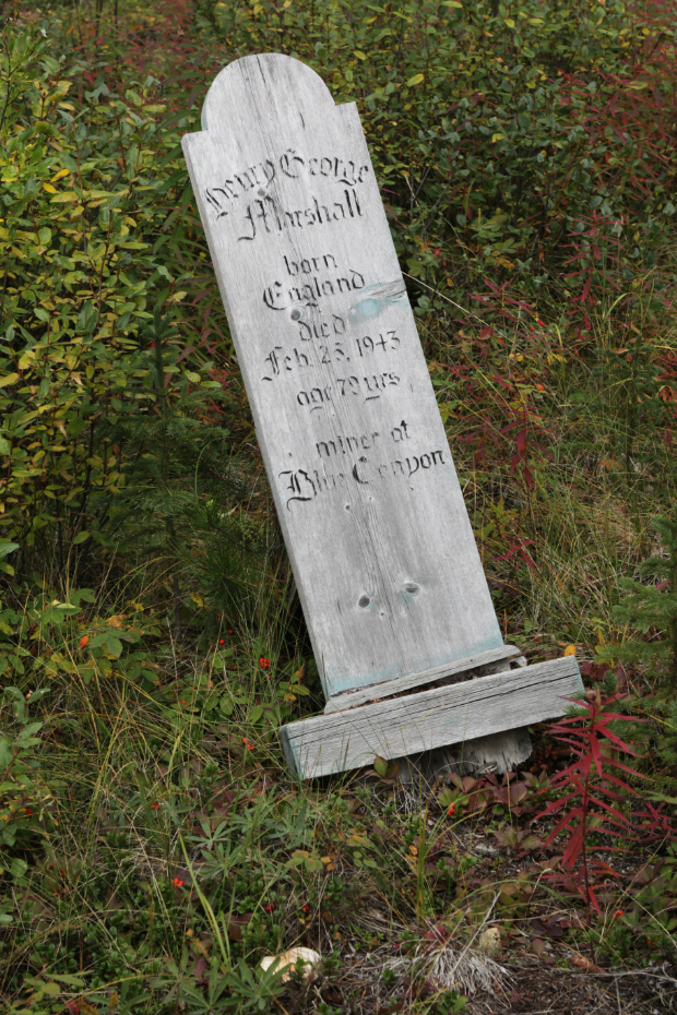 Headboard for miner Henry George Marshall, Atlin Pioneer Cemetery, BC