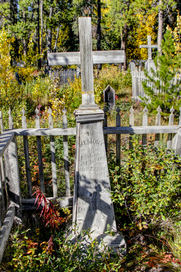 Headboard for mail carrier John McIntyre, Atlin Pioneer Cemetery, BC