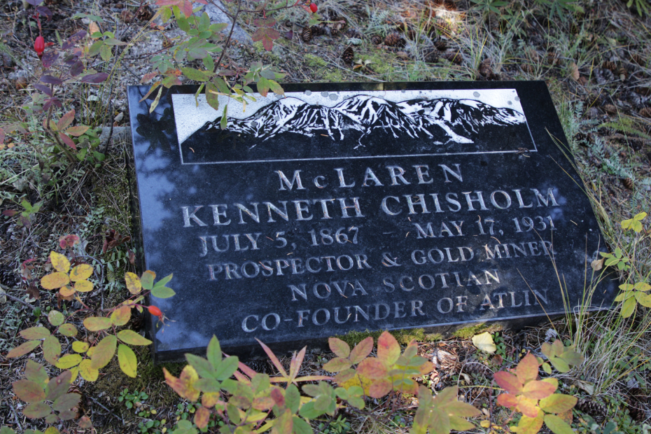 Grave of Kenneth Chisholm McLaren in the Atlin Pioneer Cemetery, BC