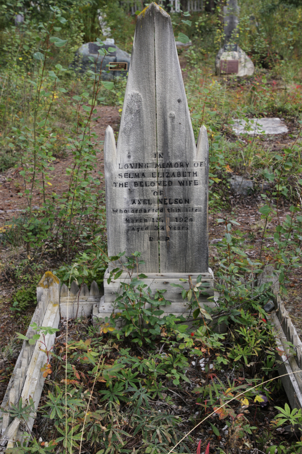 Headboard for Selma Elizabeth Nelson, Atlin Pioneer Cemetery, BC