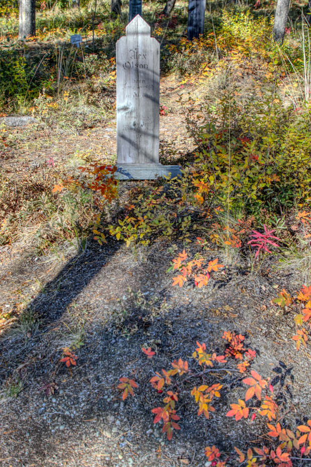 Headboard for Alex Olson, Atlin Pioneer Cemetery, BC