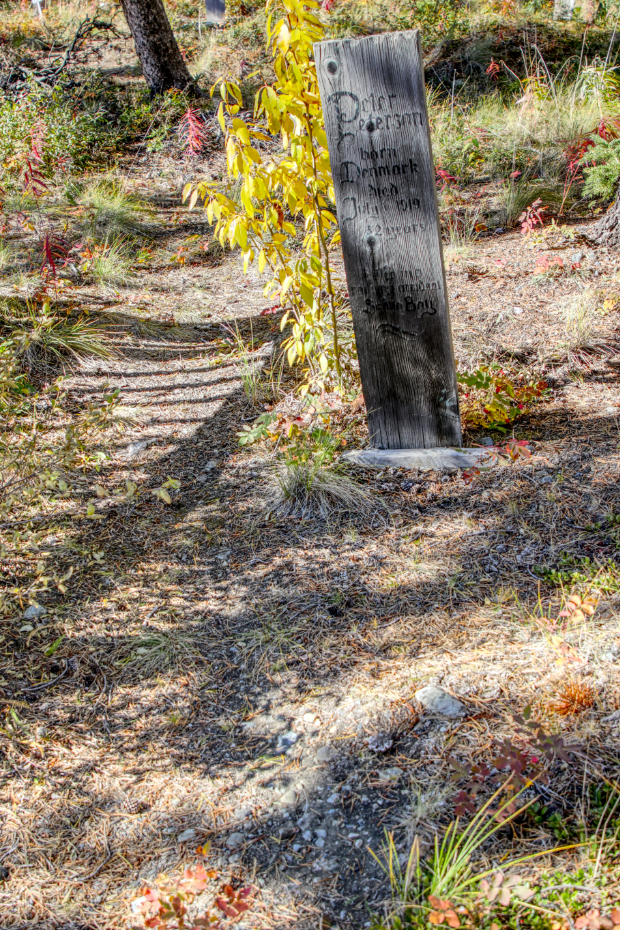 Grave of Peter Peterson in the Atlin Pioneer Cemetery, BC