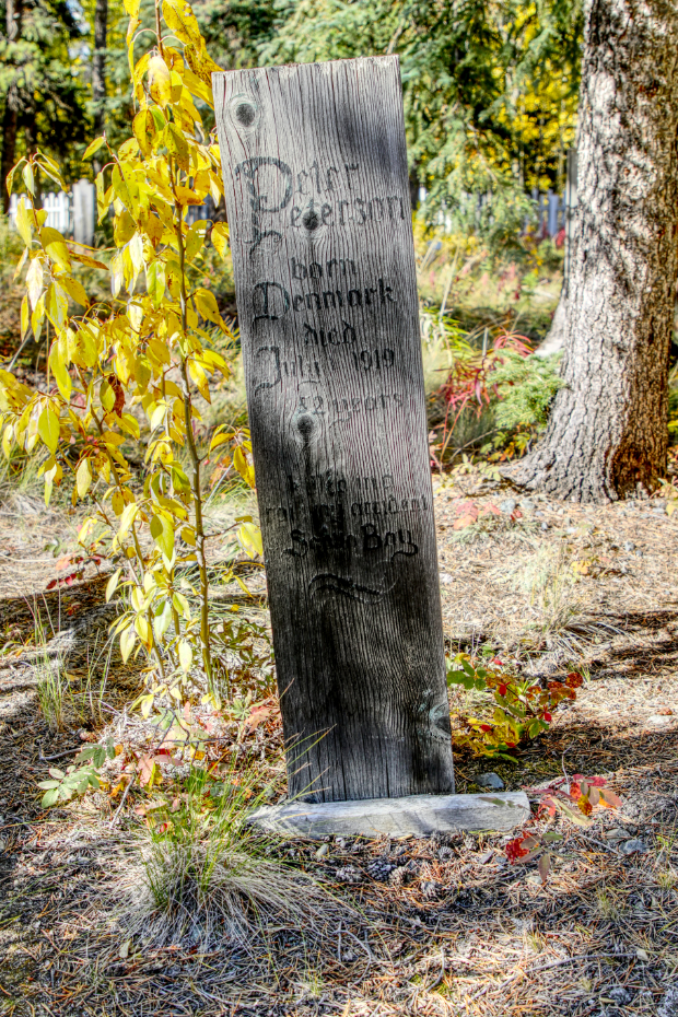 Grave of Peter Peterson in the Atlin Pioneer Cemetery, BC