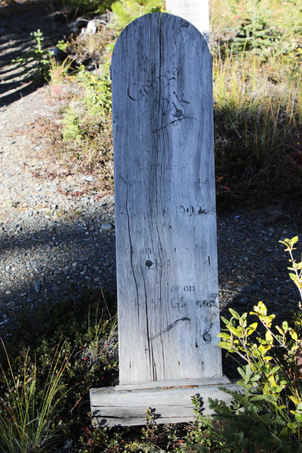 Headboard for George Pike, Atlin Pioneer Cemetery, BC