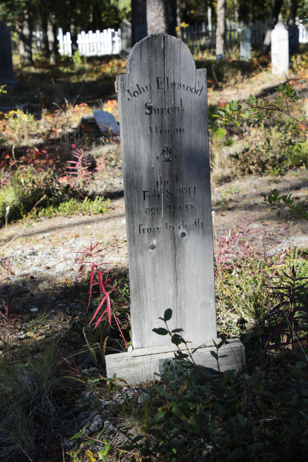 Grave of John Elmwood Simons in the Atlin Pioneer Cemetery, BC