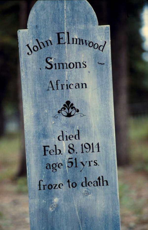 Grave of John Elmwood Simons in the Atlin Pioneer Cemetery, BC