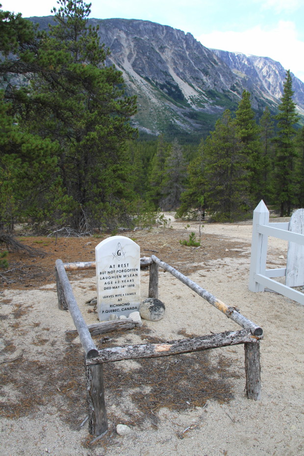 Headstone for Laughlen McLean in the Cemetery at Bennett, BC