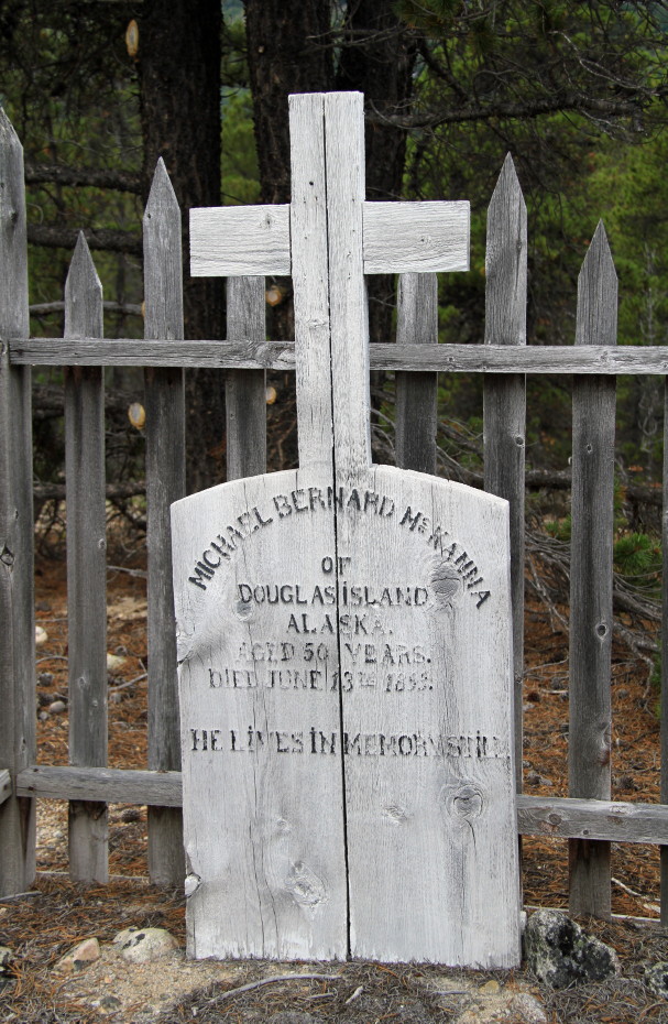 Headboard for Michael Bernard McKanna in the Cemetery at Bennett, BC