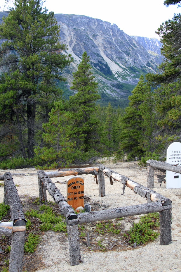 Headboard for James McCue in the Cemetery at Bennett, BC