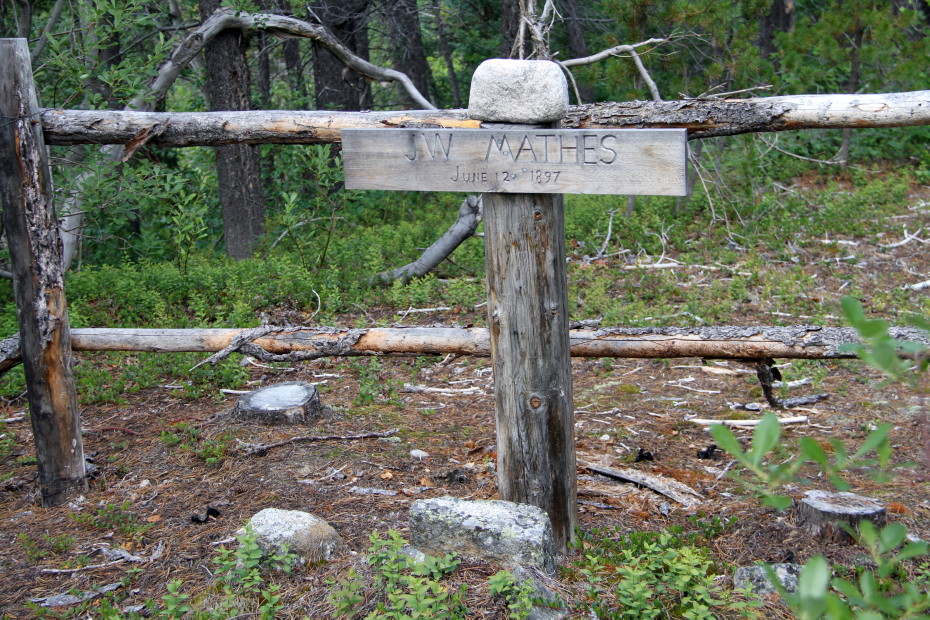 Grave of J. W. Mathes near Bennett, BC