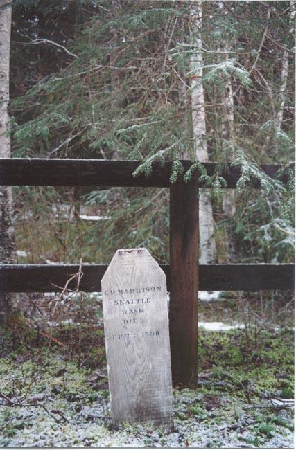 Headboard of C.P. Harrison - Dyea Alaska - January 2001