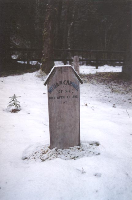 Headboard of William Carroll - Dyea Alaska - January 2001