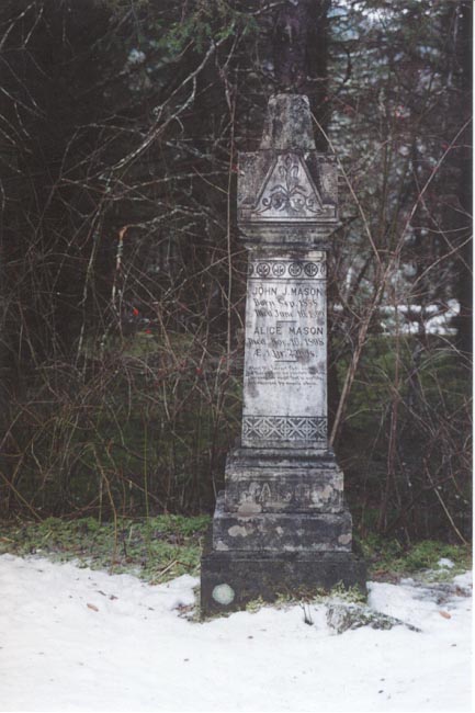 Headstone of children John J. Mason and Alice Mason - Dyea Alaska - January 2001