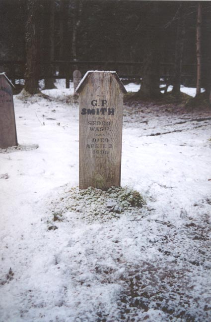 Headboard of C.P. Smith - Dyea Alaska - January 2001