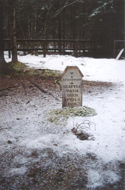 Headboard of S. Stevenson - Dyea Alaska - January 2001