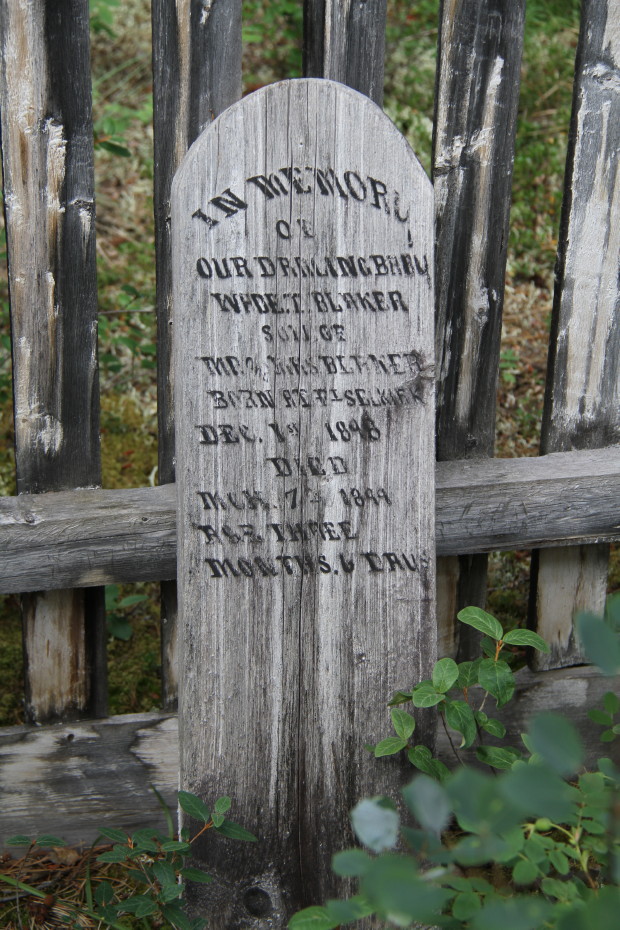 Grave of baby Wade T. Blaker at Fort Selkirk, Yukon