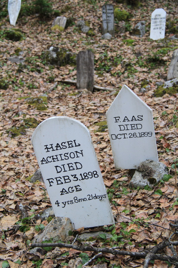 Grave of Hazel Achison and Elling Aase in the Gold Rush Cemetery at Skagway, Alaska