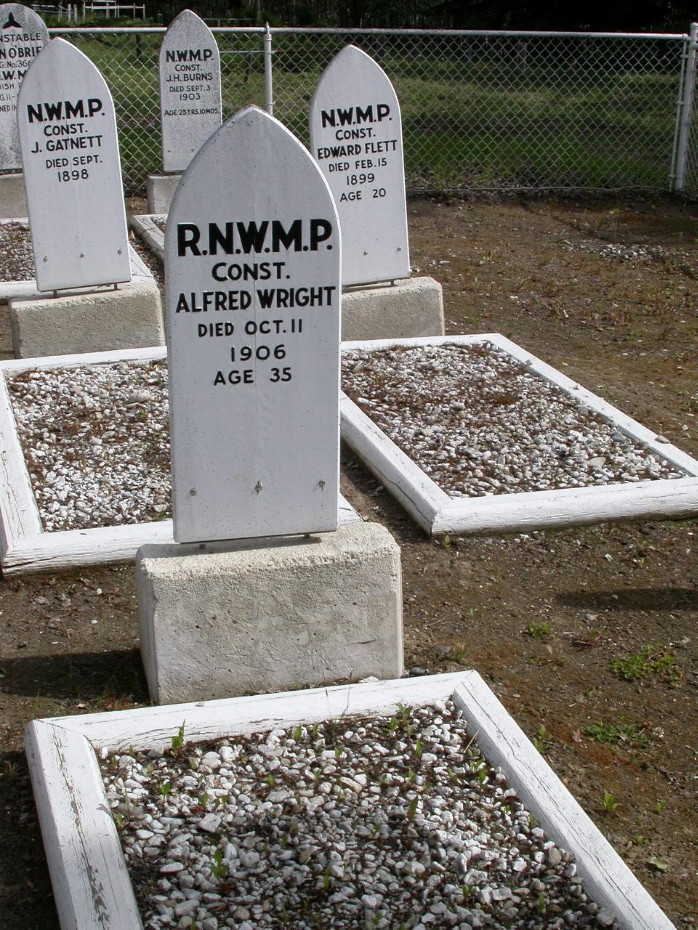 Headboard for RNWMP Const. Alfred Wright, in the RCMP Cemetery at Dawson City, Yukon