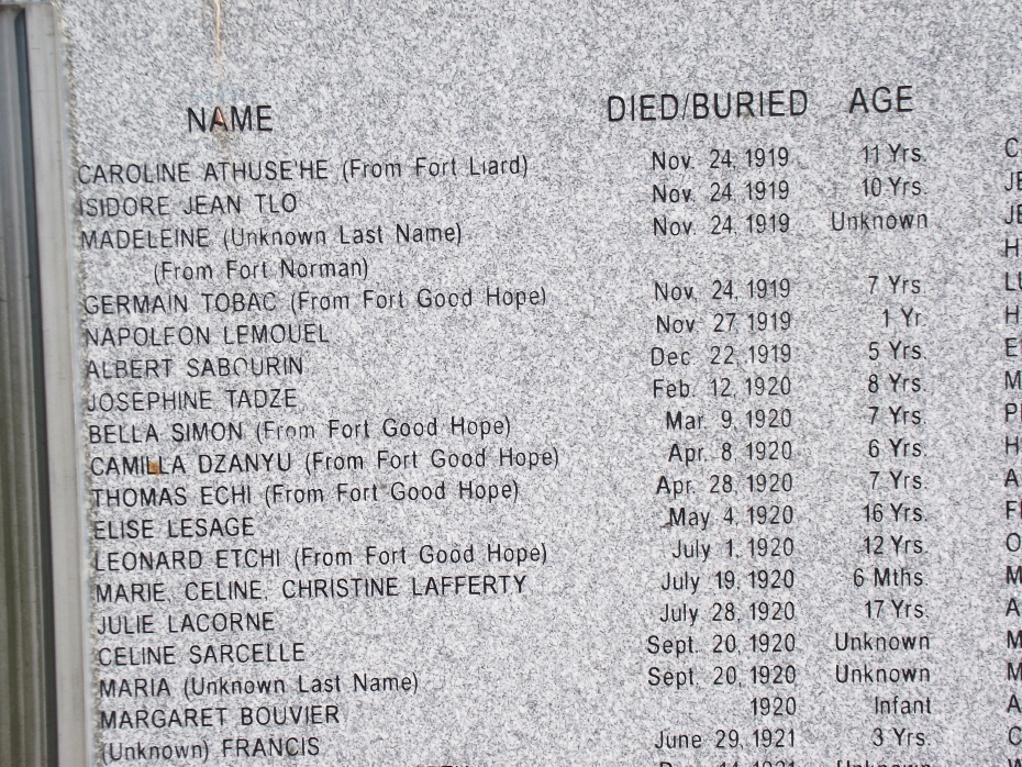 Memorial at the site of the Sacred Heart Mission School Cemetery - Fort Providence, NWT