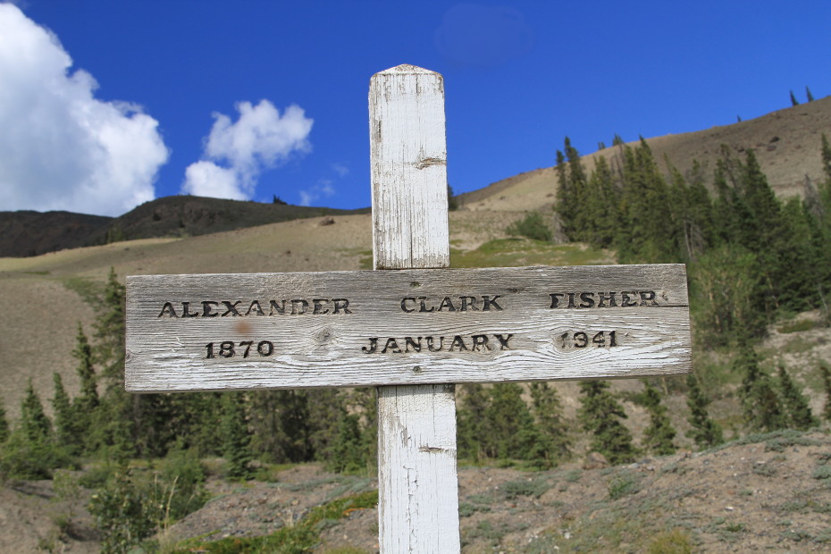 The grave of Alexander Clark Fisher - Sheep Mountain, Yukon
