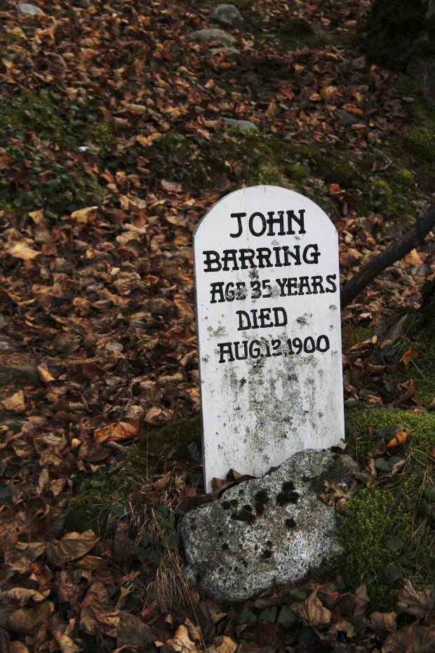 Grave of John Barring in the Gold Rush Cemetery at Skagway, Alaska