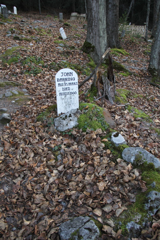Grave of John Barring in the Gold Rush Cemetery at Skagway, Alaska