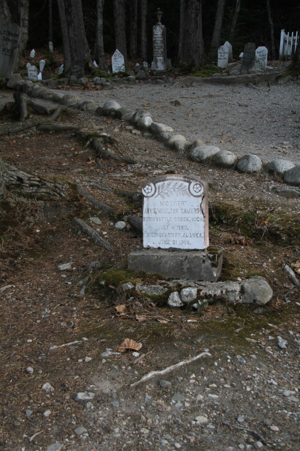 Grave of Annie Moulton Cameron in the Gold Rush Cemetery at Skagway, Alaska