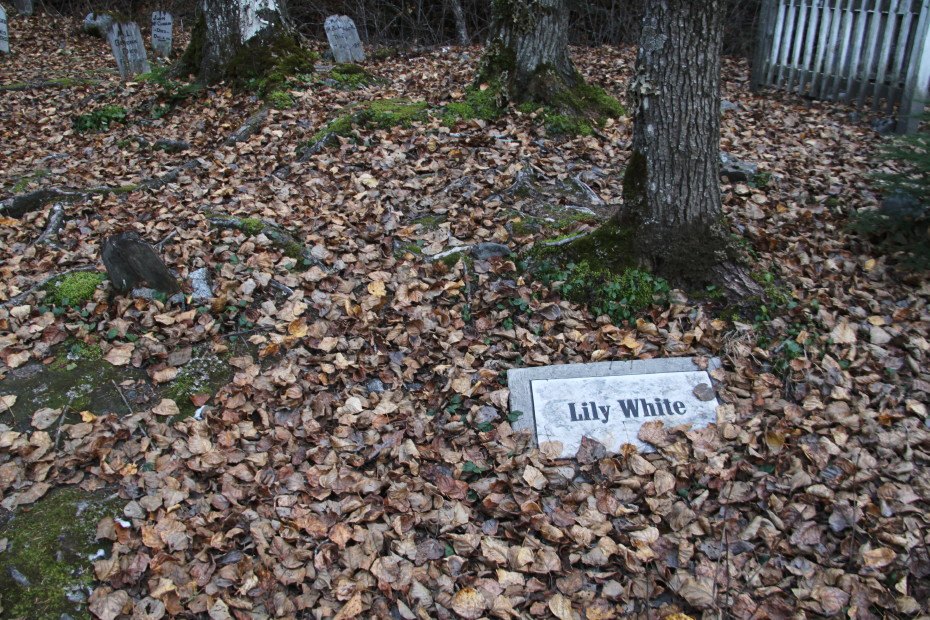 Grave of Lily White in the Gold Rush Cemetery at Skagway, Alaska