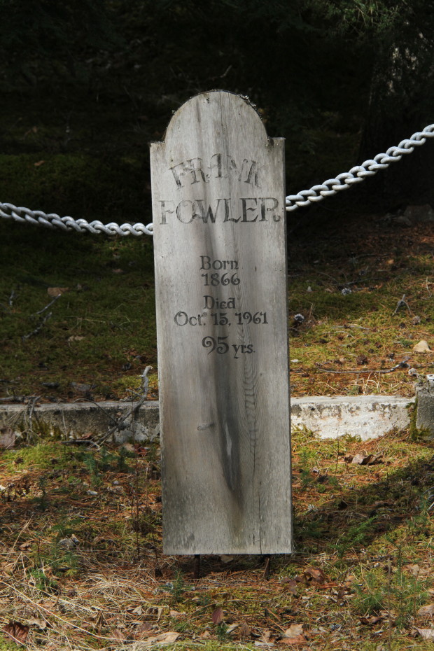 Grave of Frank Fowler in the Pioneer Cemetery at Skagway, Alaska