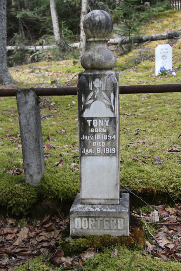 Grave of Tony Dortero in the Pioneer Cemetery at Skagway, Alaska