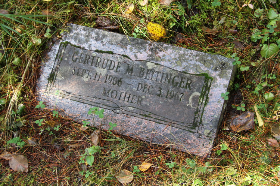 Grave of Gertrude M. Beitinger in the Pioneer Cemetery at Skagway, Alaska