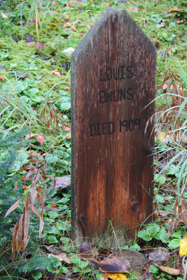 Grave of Louis Bruns in the Pioneer Cemetery at Skagway, Alaska