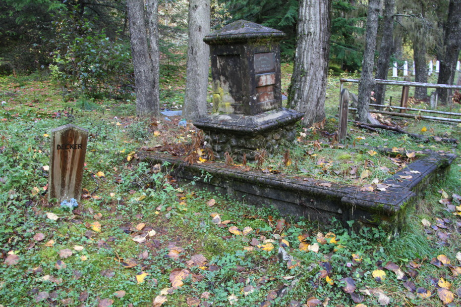 Grave of Decker in the Pioneer Cemetery at Skagway, Alaska