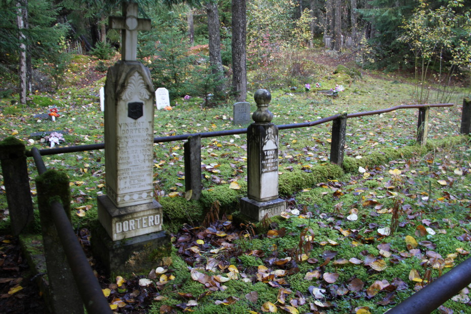 Graves of Tony Dortero and Vincent T. Dortero in the Pioneer Cemetery at Skagway, Alaska