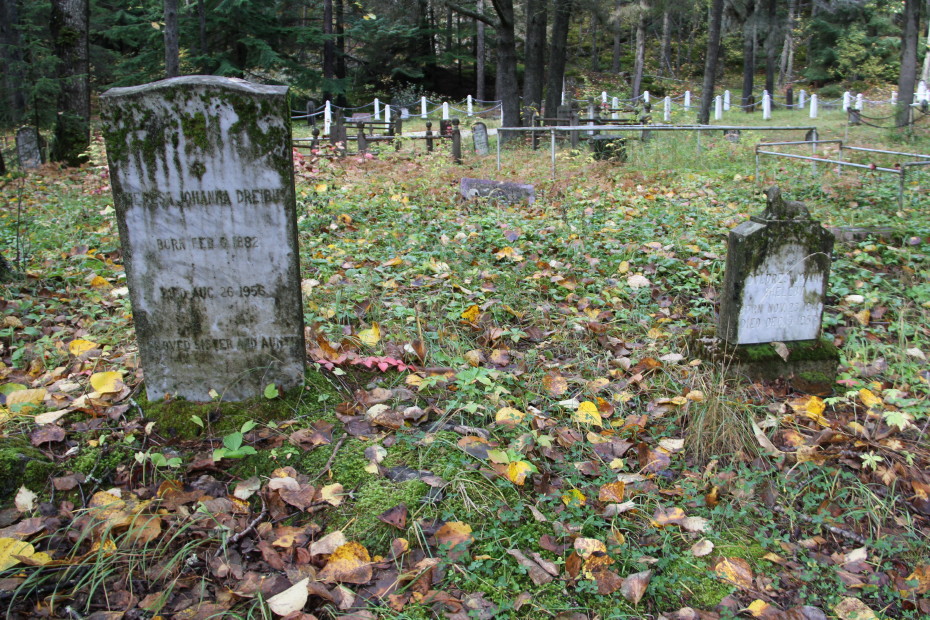 Graves of Theresa Johanna Dreibus and Dolores Jo Ann Sheleby in the Pioneer Cemetery at Skagway, Alaska