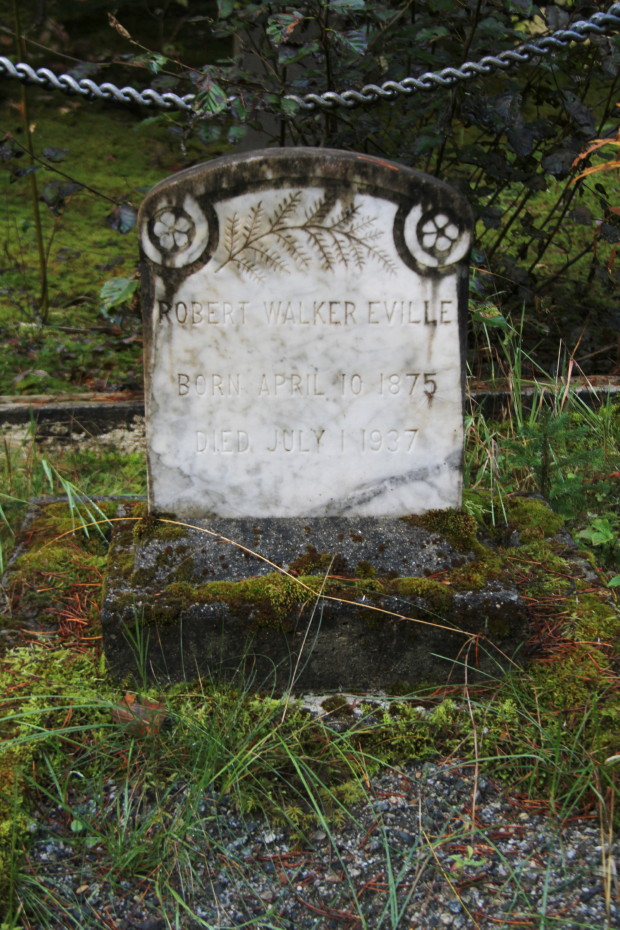 Grave of Robert Walker Eville in the Pioneer Cemetery at Skagway, Alaska