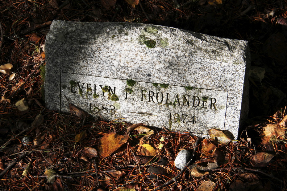 Grave of Evelyn P. Frolander in the Pioneer Cemetery at Skagway, Alaska