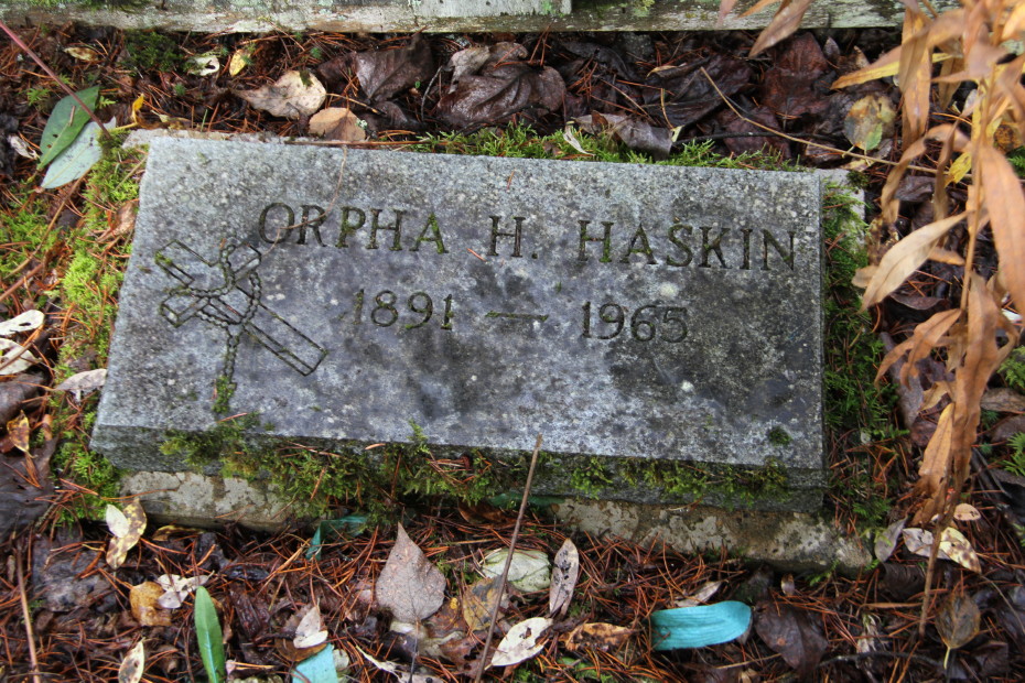 Grave of Orpha Harris Haskin in the Pioneer Cemetery at Skagway, Alaska