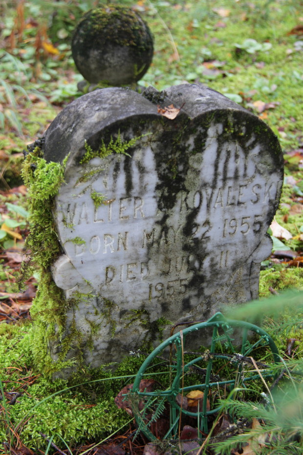 Grave of baby Walter A. Kovaleski in the Pioneer Cemetery at Skagway, Alaska