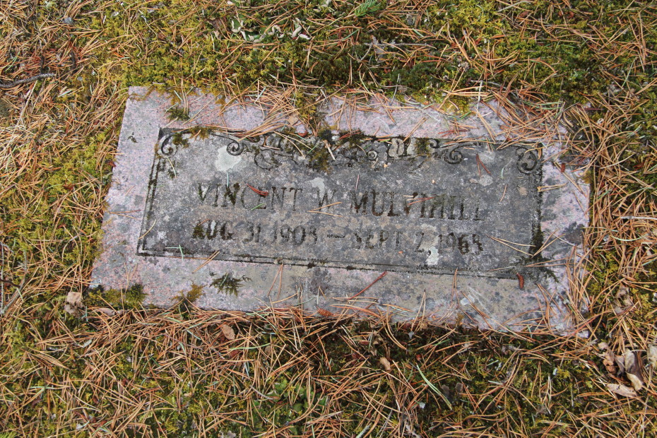 Grave of Vincent W. Mulvihill in the Pioneer Cemetery at Skagway, Alaska