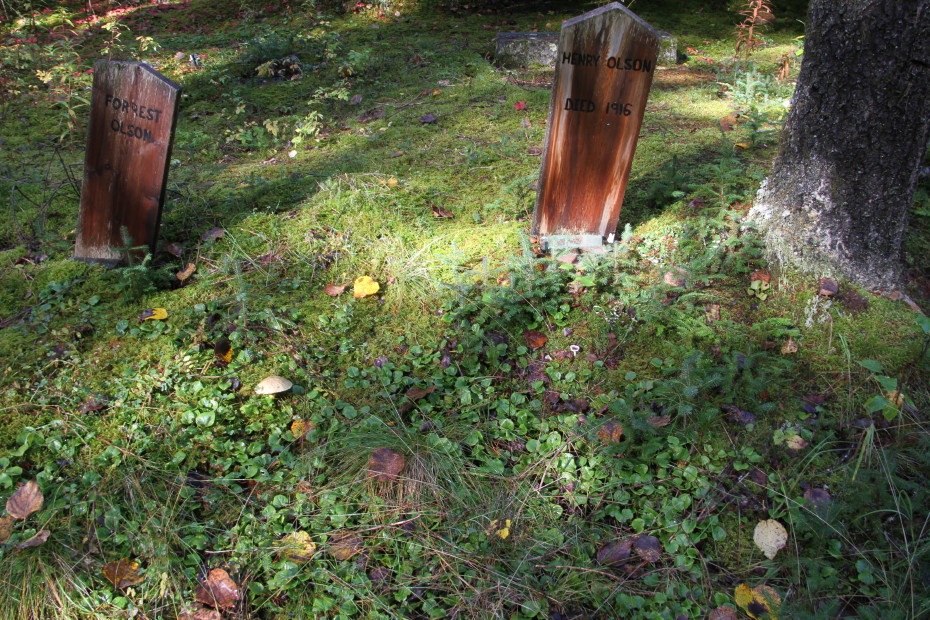 Graves of Forrest Olson and Henry Olson in the Pioneer Cemetery at Skagway, Alaska