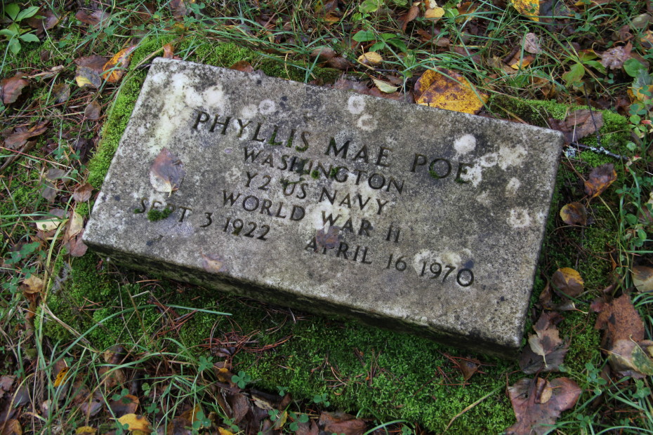 Grave of Phyllis Mae Poe in the Pioneer Cemetery at Skagway, Alaska