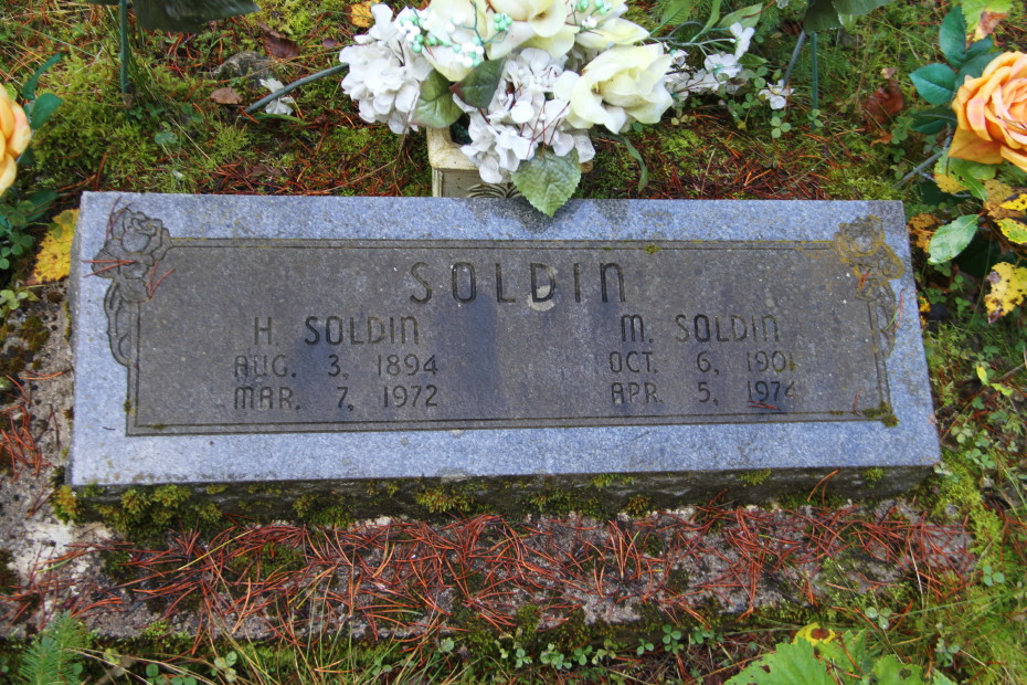 Grave of Hans Soldin and Mavis Soldin in the Pioneer Cemetery at Skagway, Alaska