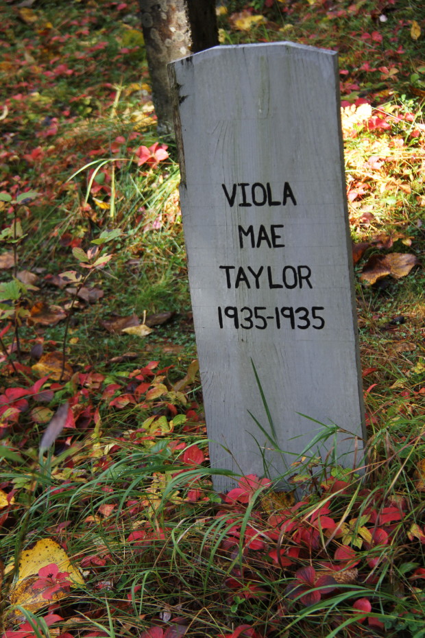 Grave of Viola Mae Taylor in the Pioneer Cemetery at Skagway, Alaska