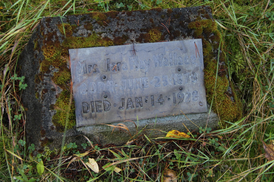 Grave of Mrs. Clara May Wallace in the Pioneer Cemetery at Skagway, Alaska